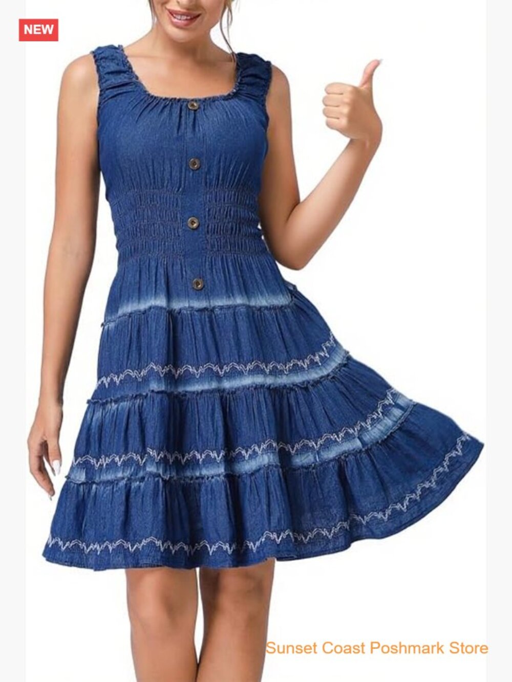Sleeveless Denim A-Line Swing Cotton Mini Sundress